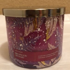 NWT Bath & Body Works White Barn Birchwood Orchard 3 Wick Candle.